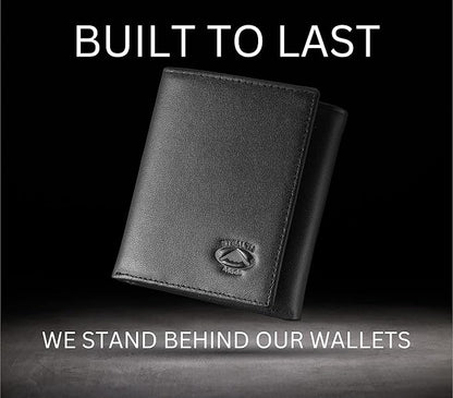 Stealth Mode Leather Trifold RFID Wallet For Men With Flip Out ID Holder
