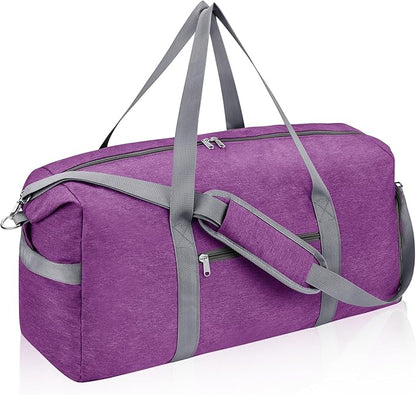 Felipe Varela Carry on luaggage Airlines Approved, Foldable Carry on Bag Travel Duffel Bags Overnight weekender Gym Duffle Carry Bag with Wet Pocket & Shoe Compartment for Women Men (Purple, 40L)