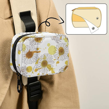 Travel Pill Organizer Weekly Small Cute Pill Box Case Holder Container Dispenser 7 Day Medicine Organizer Vitamin Holder Floral Daisy