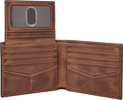 Fossil Men's Derrick Leather RFID-Blocking Bifold Passcase with Removable Card Case Wallet