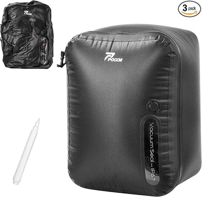 Vacuum Bags for Travel, 180° Open Zipper, IP67 Waterproof, Reusable Space Saver Compression Bags for Backpack, Suitcase, Home Storage(1 Pack, No Pump)