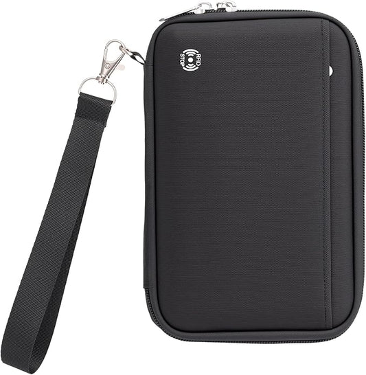 WALNEW Passport Holder for Travel Family, RFID-Blocking Travel Wallet Holder for 6 Passports, Water Resistant Bag Document Organizer for Cards, Cash, Boarding Passes, Tickets (Black)