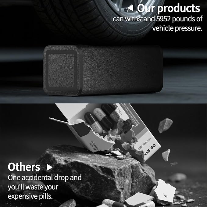 Pill Organizer 2 Times a Day, Am Pm Twice Daily Pill Case, Detachable Large Travel Pill Box 7 Day, Weekly Pill Container for Vitamin Medicine Supplement Fish Oil (Black)