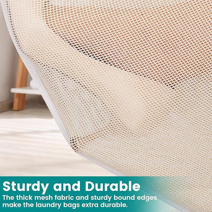 4Pcs Durable Cotton Mesh Laundry Bags for Delicates, 20×24inch Large Breathable Laundry Mesh Wash Bags with Sturdy Zipper for Delicates, Clothes, Pants, Underwear, Bra, Socks (XL)