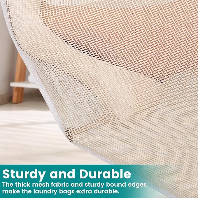 6Pcs Durable Cotton Mesh Laundry Bags for Delicates, 12×16in+16*20in+20*24in Breathable Laundry Mesh Wash Bags with Sturdy Zipper for Delicates, Clothes, Pants, Underwear, Bra, Socks (M+L+XL)