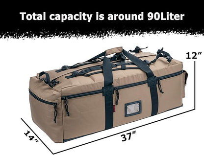 Large Military Duffle Bag Tactical Gear Load Out Bag Deployment Cargo Bag Travel Sports Equipment Duffel Luggage Bag with Backpack Straps 90L