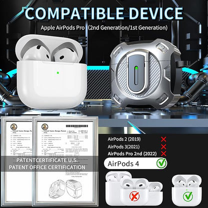 RFUNGUANGO for AirPods 4th Generation Case, 2024 New Space Theme Case. Compatible with AirPods 4th Generation, with Locking Feature, Military Grade Drop Protection, Works with MagSafe.[Silvery]