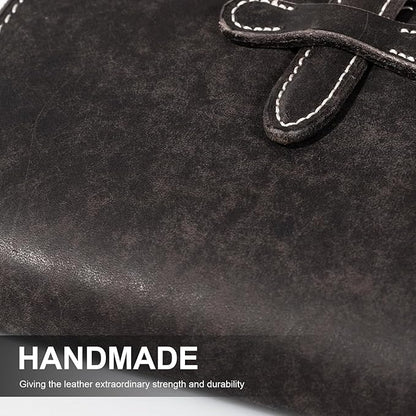 Leather Passport Holder for Travel Women Men, RFID Blocking Card Slot, Top-Grain leather with Magic Buckle, Boarding Pass Pocket,Retro Passport Wallet,Dark Gray