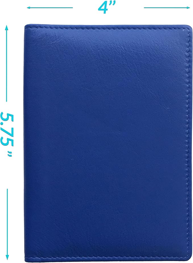 Personalized Monogrammed Cobalt Blue Leather RFID Passport Wallet and Luggage Tag