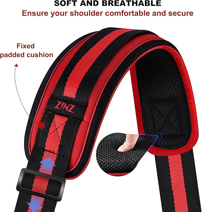 ZINZ Shoulder Strap - 59 Inch Universal Heavy-duty Adjustable Strap with Ultra-thick Fixed Breathable Pad for Laptop, Crossbody, Gym, Camera Bag and More - Stripe-BRB