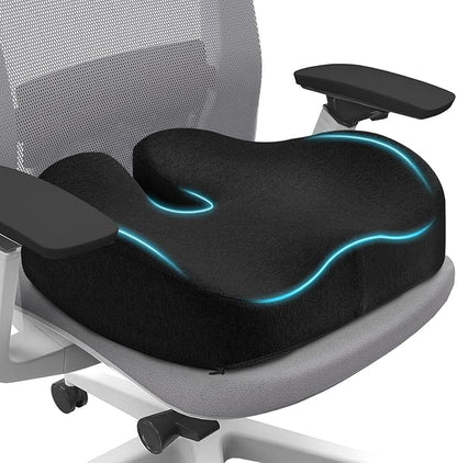 Seat Cushion for Office Chair for Wide Hip & Thigh with Firm Support, Thickened Memory Foam Sciatica Pain Relief Pillow for Proper Posture, Ergonomic Tailbone Pain Relief Cushion for Car Seat, Home