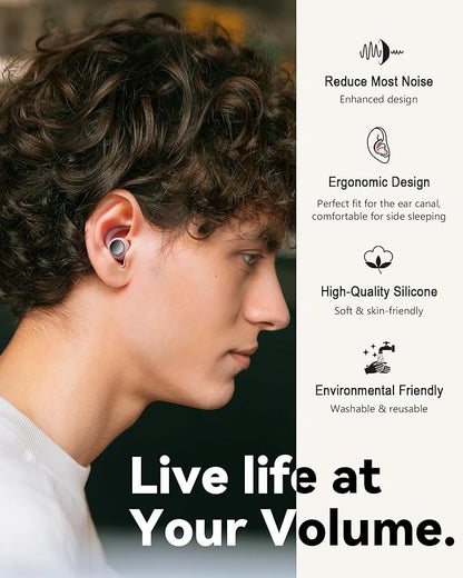 Ear Plugs for Sleeping - Noise Reduction Soft Silicone Earplugs, 2 Pairs Reusable Hearing Protection Earplugs for Noise Sensitivity, Sleep,Snore,Travel,Sound Reduction Noise Cancelling - (Light Pink)