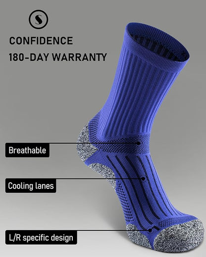 Elite Cushioned Compression Mid-crew Socks 4-Pack for Youth Women Men