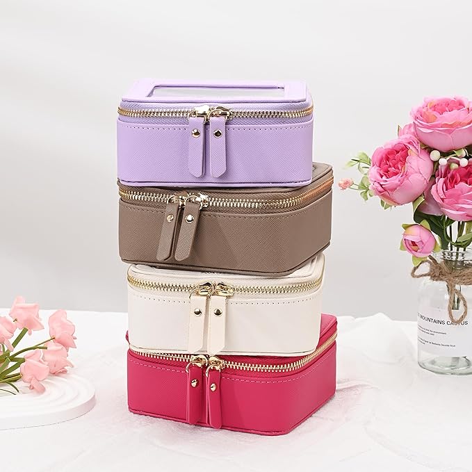 Aveniee Mini Clear Makeup Bag, Small Cosmetic Bags Travel Toiletry Pouch Organizer, TSA Approved Make up Case with Zipper, Car Bag for Essentials,Lilac