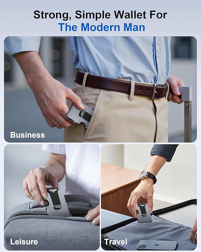 Minimalist Wallet for Men, Metal Wallet with Money Clip, Slim Compact Wallet, RFID Blocking Card Holder, Metal Aluminum Credit Card Holder, Holds up to 20 Cards