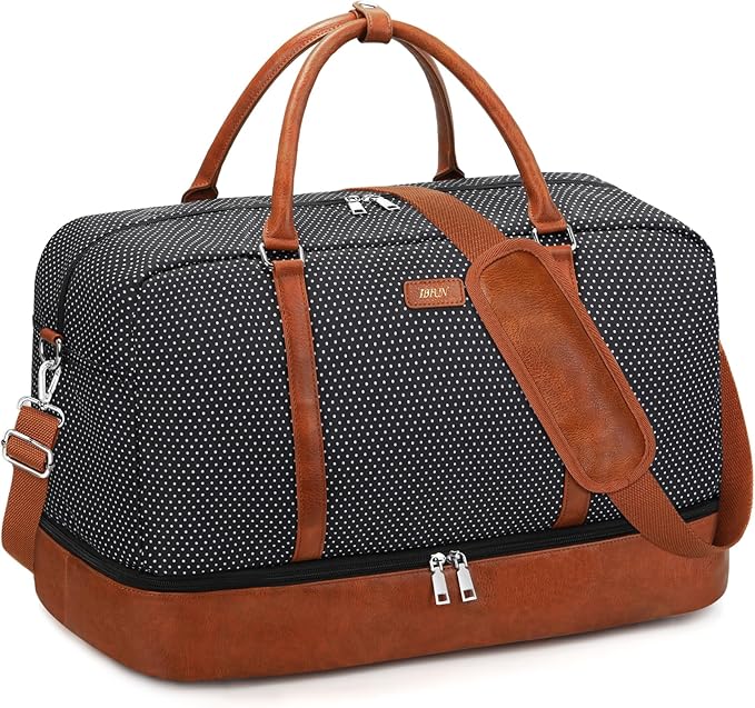 IBFUN Weekender Bags for Women, 21" Weekender Travel Bag, Travel Duffle Bag with Shoe Compartment Carry on Overnight Duffel Bag for Weekend Travel Business Trip