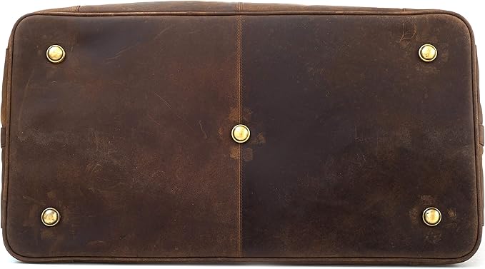 Leabags Leather Weekender | Genuine Leather Premium Travel Bag | 41L Sports Duffle Gym Training Airplane Bag | Large | Dark Brown Nature | for Women & Men