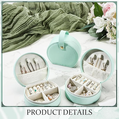 Weysat 12 Pack Jewelry Case Mini Leather Bridesmaid Travel Jewelry Gift Box Bulk Small Earring Storage Organizer (Light Green)