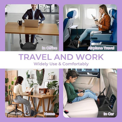 Babenest Warmth Airplane Foot Hammock, Foldable Leg Rest Support with Adjustment Nylon Strap and Thicken Bottom, Portable Flight Footrest Holder in Air Travel, Office & Car (Winter)