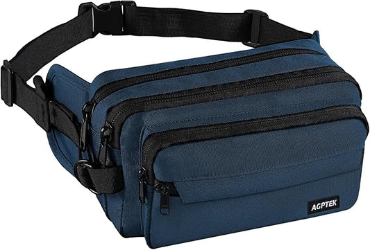 AGPTEK Fanny Pack for Women Men, RFID Large Capacity Waist Wallet Bag, Adjustable & Waterproof Bum Belt Pouch for Travel, Running, Shopping, Hiking, Dog Walking, Cycling, Climbing