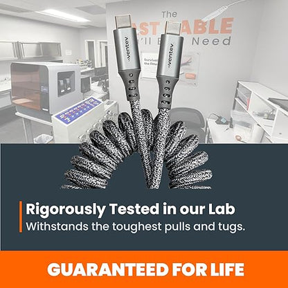 Ventev Helix USB C to USB C High Speed Travel 3 Foot Cable