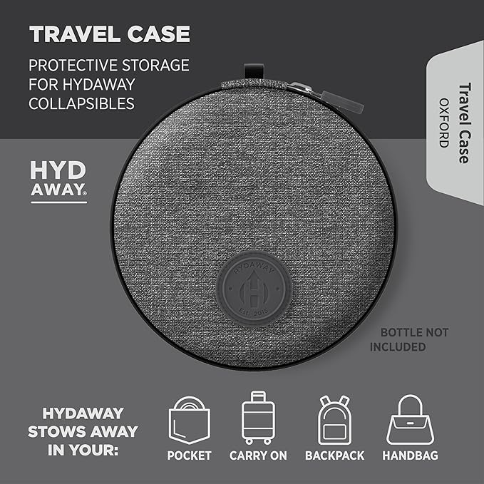 HYDAWAY Travel Case for Collapsible Bottles, Bowls & Cups - Protective Storage with Carabiner Clip - Durable, Water-Resistant, TSA-Friendly