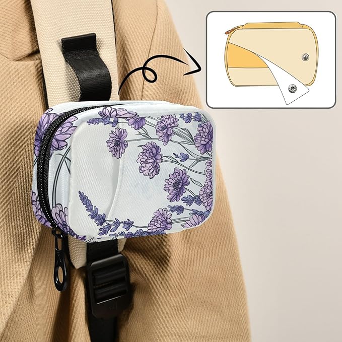 Pill Organizer Box Case Weekly Travel Pill Container Holder 7Day Cute Vitamin Organizer Dispenser Sorter Planner Storage Small Compact Ink Purple Chrysanthemum and Lavender04