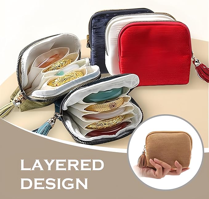 Travel Jewelry Case, New Crystal Jewelry Storage Pouch Portable Foldable Box Mini Jewelry Travel Bag, Velvet Jewelry Organizer Pouch for Women (Gray 1Pcs)