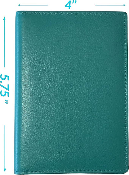 Personalized Monogrammed Teal Leather RFID Passport Wallet and Luggage Tag