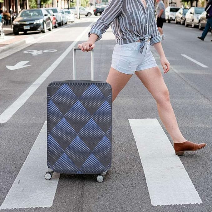 HYPER VENTURE Washable Luggage Cover - Fashion Suitcase Protector Fits 31-32 Inch Luggage (Blue Cube, XL)