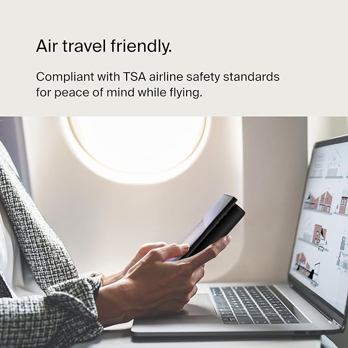 Belkin Portable Charger, 3-Port Power Bank - 12in. USB-C to USB-C Cable Included - 20000 mAh w/PD 20W for iPhone 17, Air, Pro, Pro Max, AirPods, Nintendo Switch 2 & More - Travel Essentials Black