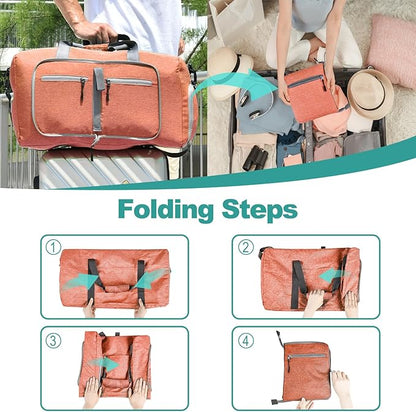 Dimayar 85L Travel Duffle Bag for Men Women - Foldable Duffel Bag with Shoes Compartment - Overnight Bags Waterproof & Tear Resistant(Orange)