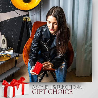 BULL GUARD Trifold RFID Blocking Front Pocket Wallet for Men, Secured Card Slots & Coin Pocket with Magnetic Closure, Durable & Modern Leather Design in Carbon Red Passion