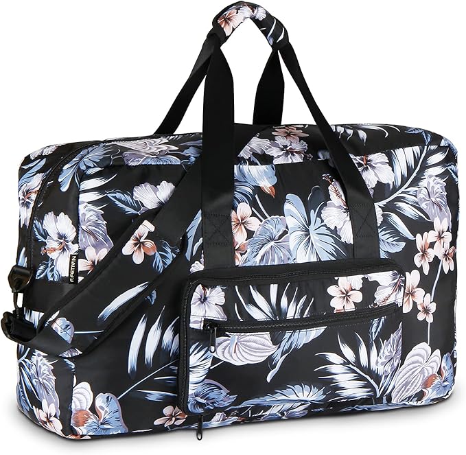 F.FETIVIN Weekender Bag Carry On Travel Duffle Medium Overnight Bag for Women(Floral Leaf)
