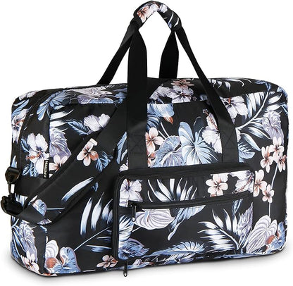 F.FETIVIN Weekender Bag Carry On Travel Duffle Medium Overnight Bag for Women(Floral Leaf)