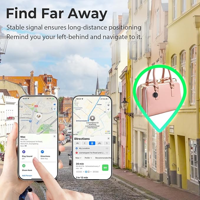 Air Tracker Tags- 4 Pack, New Bluetooth Tracker Works with Apple Find My APP (iOS Only), 92 dB Sound, Replaceable Battery, Smart Tag Keys Finder and Item Locator for Keys, Bags, Luggage, Wallet, etc