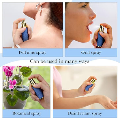 LUEXBOX 5ml Refillable Perfume Bottle, Faux Leather Atomizer Perfume Spray Pump, Portable Fragrance Mist Dispenser for Travel, Scent Mini Bottle with Pocket Size (Turquoise Blue)