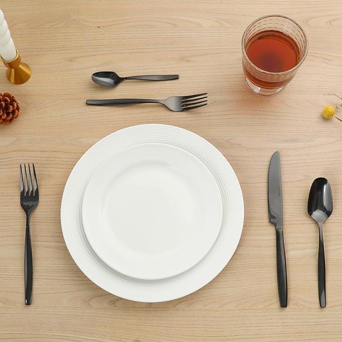 Black 20-Piece Silverware Set,Stainless Steel Flatware Utensils Cutlery Set for 4,Including Steak Knife Fork and Spoon,Dishwasher Safe,Modern Tableware for Home & Dining