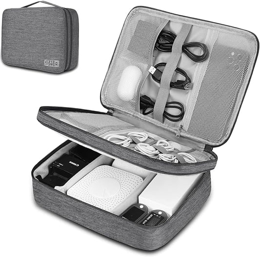 Electronic Organizer Travel Universal Cable Organizer Electronics Accessories Bag for Cable, Charger, Phone, USB, SD Card,1Pack