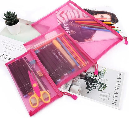 12 Pieces Zipper Nylon Mesh Pouch, Mesh Cosmetic Bags Makeup Bags Pencil Case, Multipurpose Travel Bags for Cosmetic School Office Supplies and Travel Accessories (Grey, Assorted Sizes)