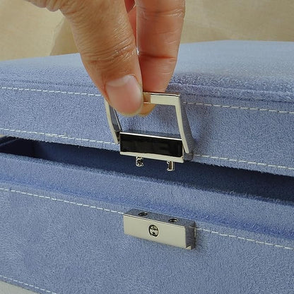 Jewelry Boxes 10 x 10 Inches 2-layer Handle Necklace Holder Organizer Jewellery Women Rings Storage Display Girls Earrings Case Lockable Jewelry Tray GY641 (Lavender)