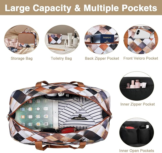 IBFUN Weekender Bags for Women, Travel Duffle Bag with Shoe Compartment Carry on Weekender Overnight Duffel for Weekend Travel Business Trip 3PCS