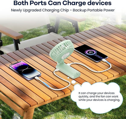 HandFan 5200mAh Portable Handheld Fan, Rechargeable Hand Fan, Battery Operated 8.5-27hrs, Personal USB Foldable Fan, Travel Essential Gifts for Women/Girls/Friends (Green)