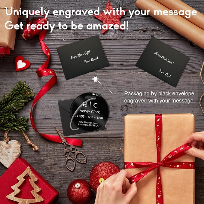 Stainless Luggage Tags for Suitcases 4 Pack: Metal Personalized Luggage Tags for Backpacks & Bags with Customizable Texts (Black)