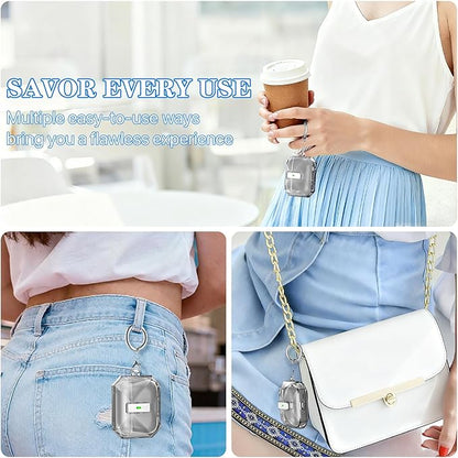 R-fun for AirPods Pro 3 Case (2025) Cover with Cleaning Kit, Military-Grade Shockproof Transparent Non-Yellowing, Auto Pop-Up Lid Design for AirPods Pro 3rd Generation Case, Clear Black