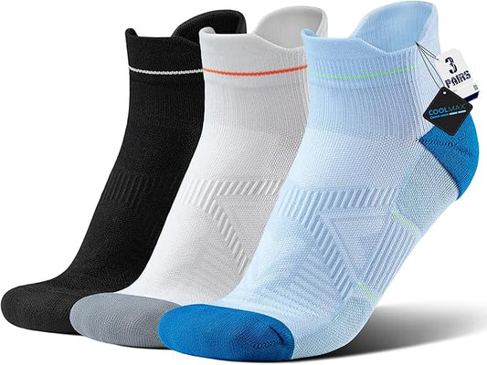 BRISIRA Bamboo Viscose Compression High Ankle Socks Men Women Cushioned Anti Blister HIking Golf Arch Support Running Socks