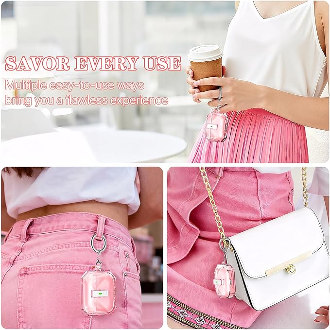 R-fun for AirPods Pro 3 Case (2025) Cover with Cleaning Kit, Military-Grade Shockproof Transparent Non-Yellowing, Auto Pop-Up Lid Design for AirPods Pro 3rd Generation Case, Clear Pink