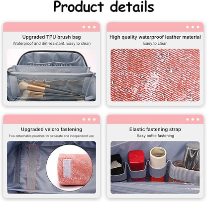 BOYATU Travel Makeup Bag Cosmetic Bags for Women: 3 Sets Large Capacity Make up Bag - Portable Toiletry Bags with Handle for Women(F-5-Rosy Red)