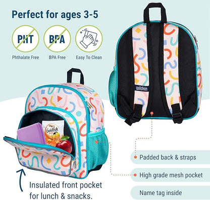Wildkin 12-inch Kids Backpack – Padded, Adjustable, Ideal for Daycare & Travel - Confetti Peach