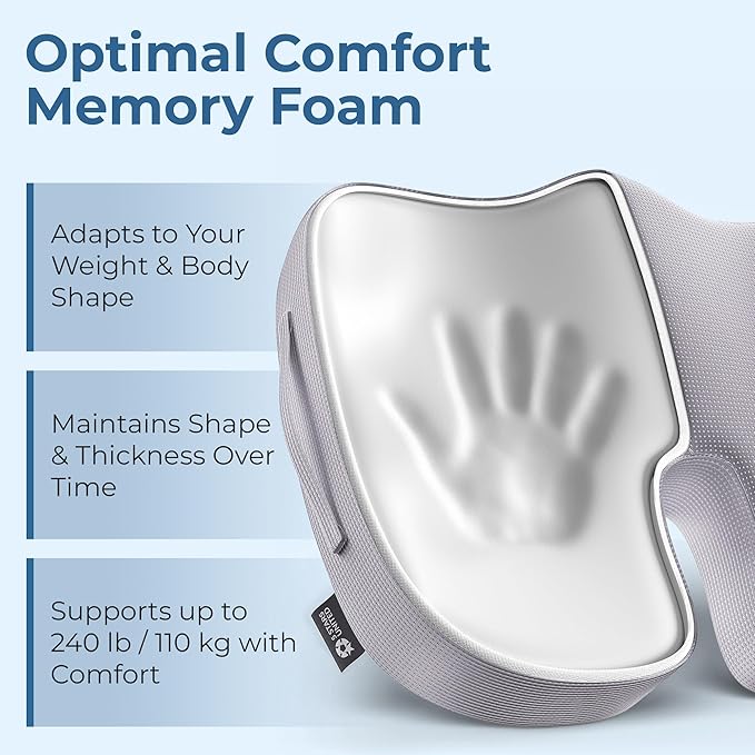 5 STARS UNITED Seat Cushion for Tailbone Pain Relief – Memory Foam Cushion for Coccyx, Hip, Hemorrhoid, Sciatica & Post-Surgery Recovery – Wheelchair, Car, Desk, Gaming & Office Chairs, L Gray